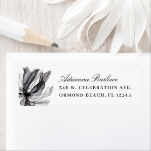 Elegante Smoky Floral Schwarz-weiße Rücksendeadres