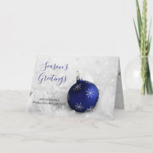 Elegante Snow Scene Navy Ornament Company Holiday Feiertagskarte