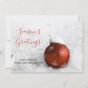 Elegante Snow Scene Orange Ornament Company Feiertagskarte