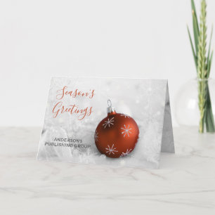 Elegante Snow Scene Orange Ornament Company Holida Feiertagskarte