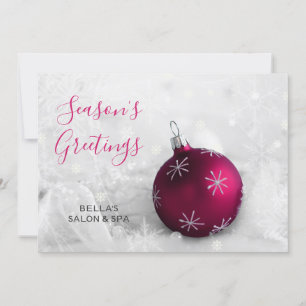Elegante Snow Scene Pink Ornament Company Feiertagskarte