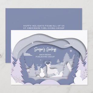 Elegante Snow Scene Rentier Company Holiday Card Feiertagskarte