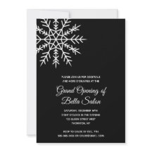 Elegante Snowflake Black Holiday Grand Opening