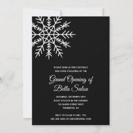 Elegante Snowflake Black Holiday Grand Opening Einladung