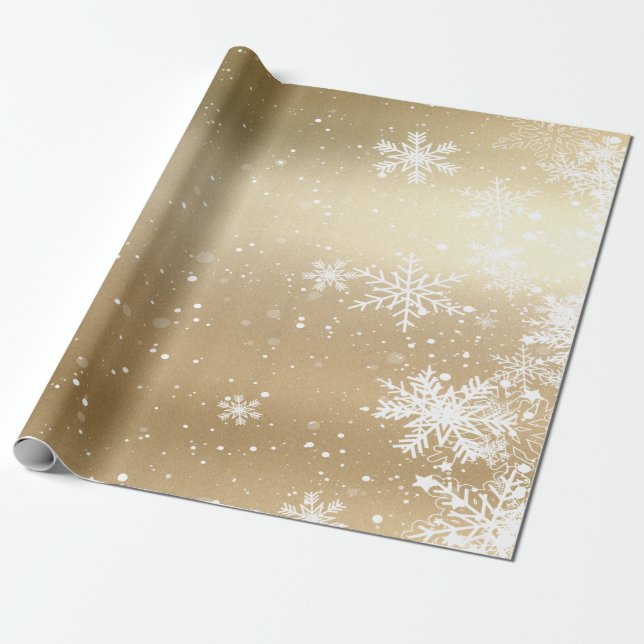 Elegante Snowflake Gold Holiday Geschenkpapier (Ungerollt)