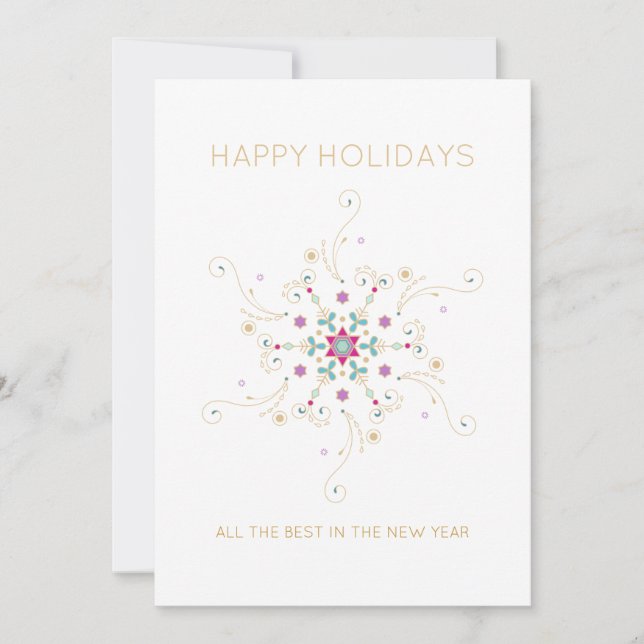 Elegante Snowflake Happy Holidays Personalisiert Feiertagskarte (Vorderseite)
