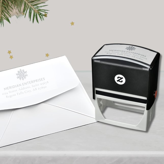 Elegante Snowflake Holiday Briefmarke Geschäftsadr Permastempel (Von Creator hochgeladen)