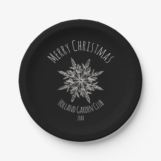 Elegante Snowflake Ice Crystal Xmas Teller (Vorderseite)