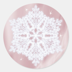 Elegante Snowflake Imitate Rose Goldene Winterferi Runder Aufkleber