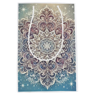 Elegante Snowflake Mandala in Frosty Hues Mittlere Geschenktüte