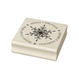 Elegante Snowflake Runde Frohe Weihnachten Gummistempel