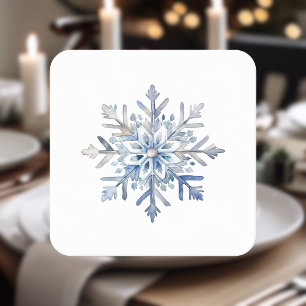 Elegante Snowflake Wasserfarbe Rechteckiger Pappuntersetzer