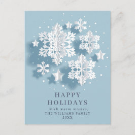 Elegante Snowflake Weihnachten Gruß Holiday Postkarte