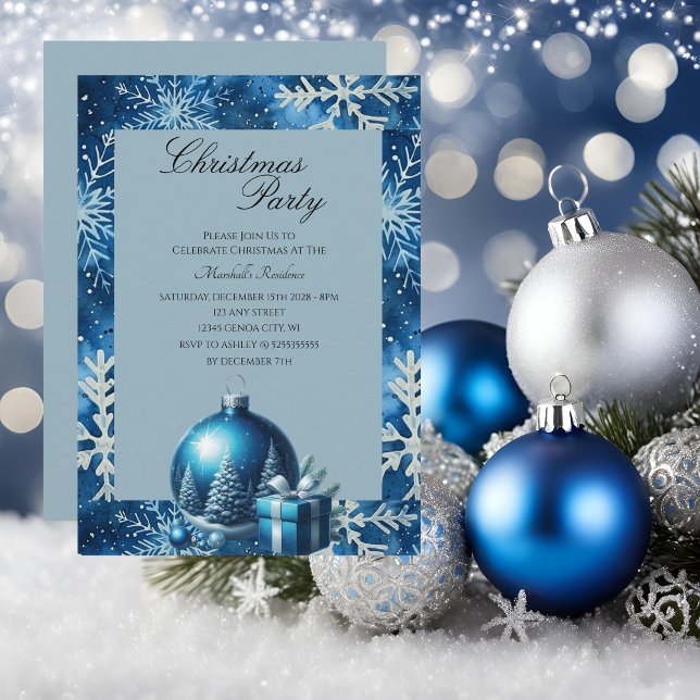 Elegante Snowflake Weihnachten Party Einladung (Cute invites for your Christmas party!)