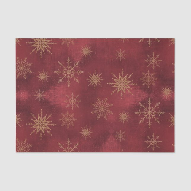 Elegante Snowflake Weihnachten Rote Rose Goldener  Seidenpapier (Vorderseite)