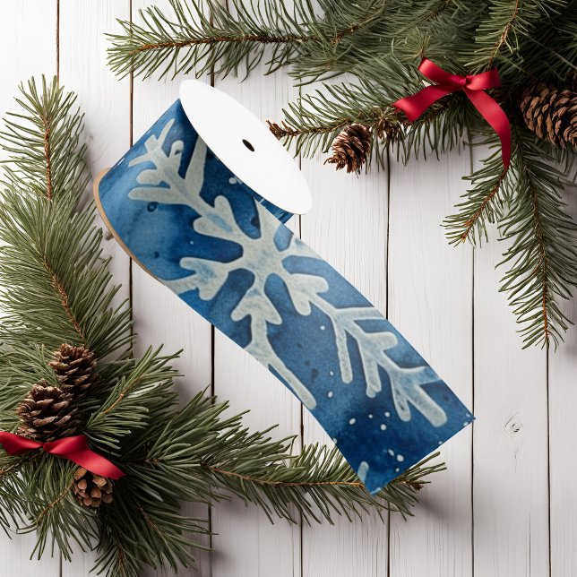 Elegante Snowflake Weihnachts-Ribbon Satinband (Elegant Snowflake Christmas Ribbon)