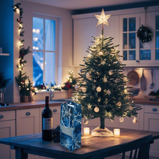 Elegante Snowflake Weihnachtswein Geschenk Beutel Geschenktüte Für Weinflaschen (Give your gift with elegance)