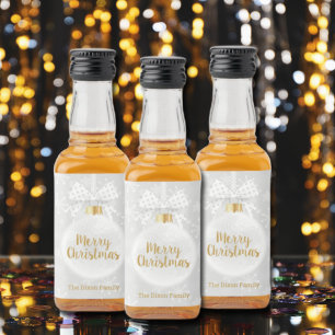 Elegante Snowflake Weißes Ornament Weihnachten Alkoholflaschenetikett