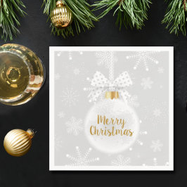 Elegante Snowflake Weißes Ornament Weihnachten Serviette