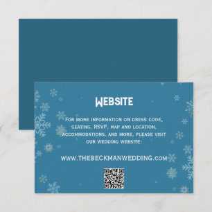 Elegante Snowflake Winter Blue   Hochzeitswebsite Begleitkarte
