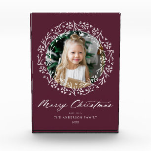 Elegante Snowflake Wreath Berry Weihnachten Fotoblock