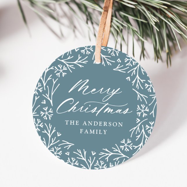 Elegante Snowflake Wreath Frost Weihnachtsmarken Geschenkanhänger (Von Creator hochgeladen)