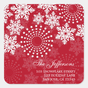 Elegante Snowflakes 3 - Urlaubsanschrift Quadratischer Aufkleber