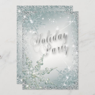 Elegante Snowflakes Dusty Aquamarin Mist Holiday P Einladung