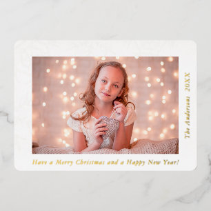 Elegante Snowflakes Frohe Weihnachten Custom Foto Folien Feiertagskarte