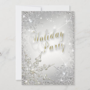Elegante Snowflakes Gold Frost Feiertag Party Einladung