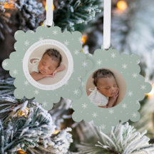 Elegante Snowflakes Mint Baby's First Christmas