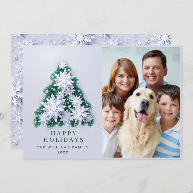 Elegante Snowflakes Weihnachten Gruß FOTO (Vorne/Hinten)