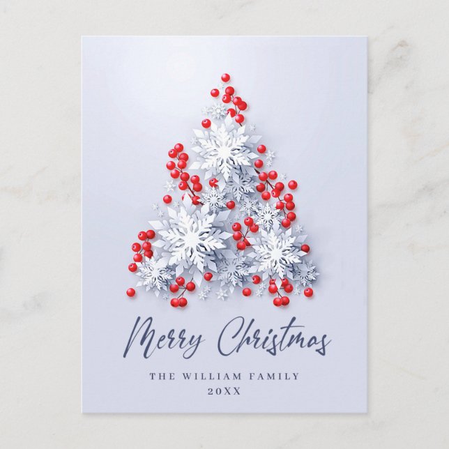 Elegante Snowflakes Weihnachten Gruß Holiday Postkarte (Vorderseite)