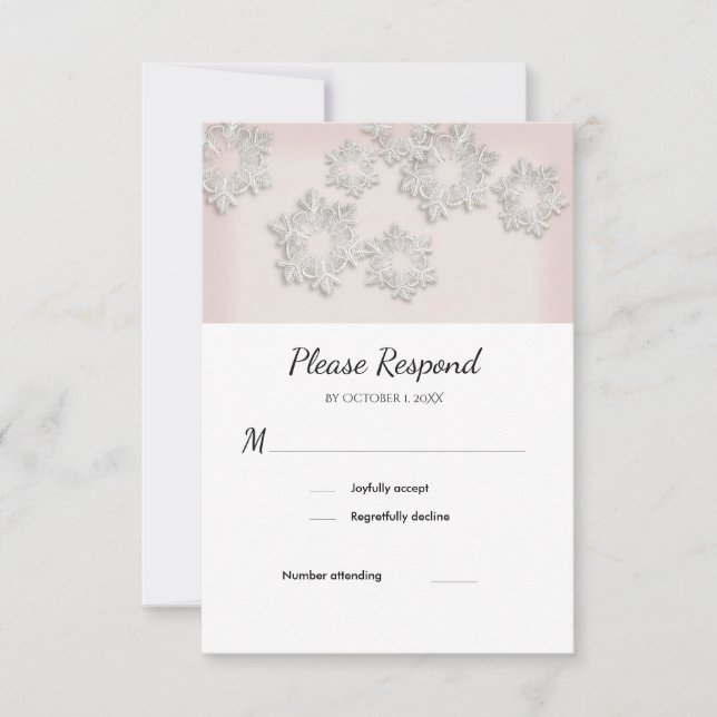 Elegante Snowflakes Winter Wedding UAWG Flat Card RSVP Karte (Vorderseite)