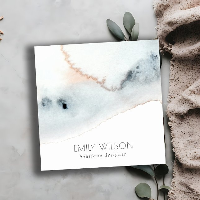 Elegante Soft Aqua Blue Gold Aqua Quadratische Visitenkarte (Von Creator hochgeladen)