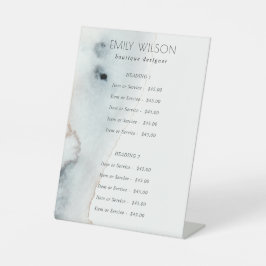 Elegante Soft Aqua Blue Gold Beachy Service Preis Sockelschild