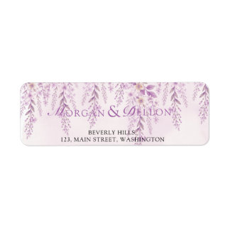 Elegante Soft Blush Lavendel Blumen Hochzeitsadres