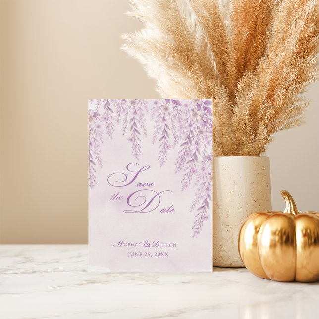Elegante Soft Blush Lavendel Blumenhochzeit Save The Date (Von Creator hochgeladen)