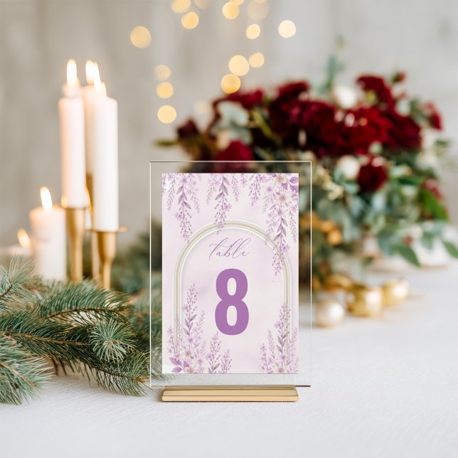Elegante Soft Blush Lavendel Hochzeit Tischnummer (Von Creator hochgeladen)