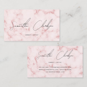 Elegante Soft Blush Rosa Marmor Handschrift Schrif Visitenkarte