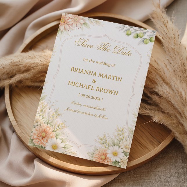 Elegante Soft-Floral-Ankündigung Save The Date (Von Creator hochgeladen)