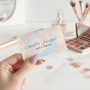 Elegante Soft Opal Make-up- & Haarstyling-Karte Visitenkarte