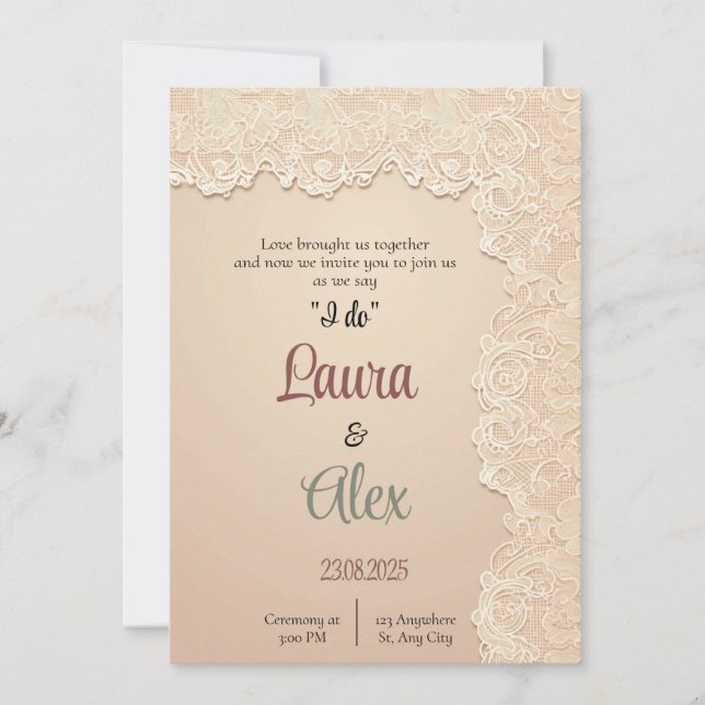 Elegante Soft Pastel Wedding Einladung (Vorderseite)