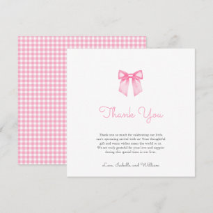Elegante Soft Pink Bow Baby Dusche Dankeskarte