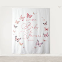 Elegante Soft Pink Butterfly Babydusche