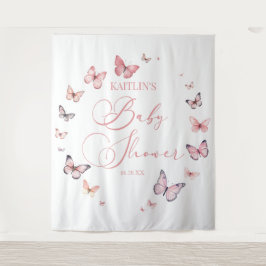 Elegante Soft Pink Butterfly Babydusche Wandteppich