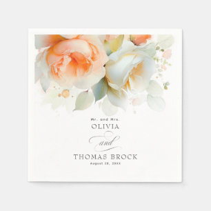 Elegante Soft Rose Blume Botanische Hochzeit Serviette