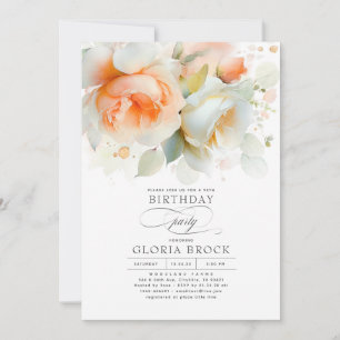 Elegante Soft Terrakotta Blumen Boho Geburtstagsfe Einladung