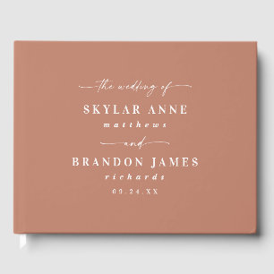 Elegante Solid Color Clay Orange Terracotta Weddin Gästebuch