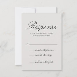 Elegante Solid Color Gray Wedding RSVP Karte